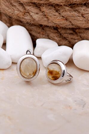 Akik Taşlı Rodyumlu Gümüş Küpe 5632