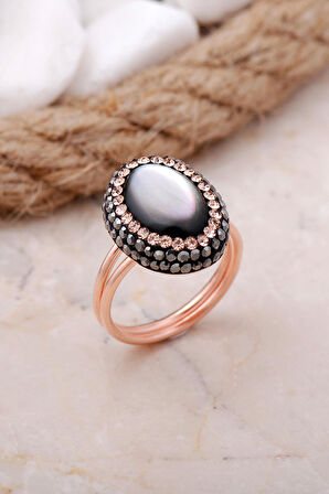 Sedef Taşlı Rose Gümüş Yüzük 3465