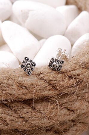 Markazit Taşlı Mini Gümüş Küpe 5727