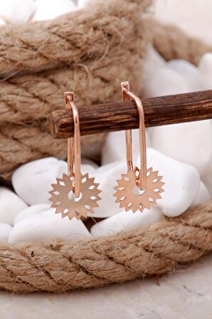 Kar Tanesi Rose Halka Gümüş Küpe 5749