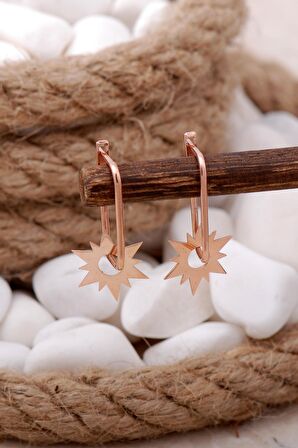 Güneş Rose Halka Gümüş Küpe 5751