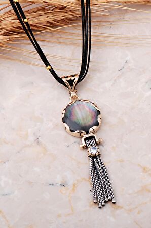 Sedef Elişi Gümüş Tasarım Kolye 7647