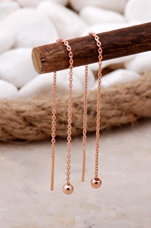 Top Rose Gümüş Zincir Küpe 5801