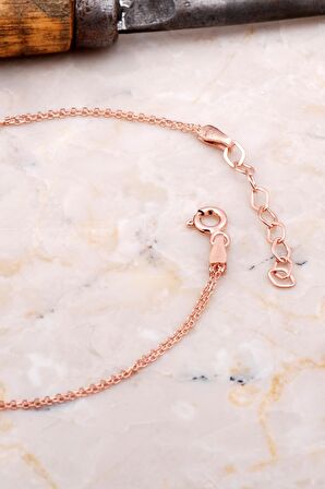 Doğal Smoky Taşlı Damla Mini Rose Gümüş Bileklik 4131