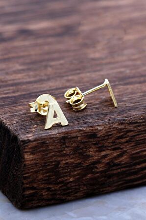 A Harfi Altın Kaplama Gümüş Küpe 5944