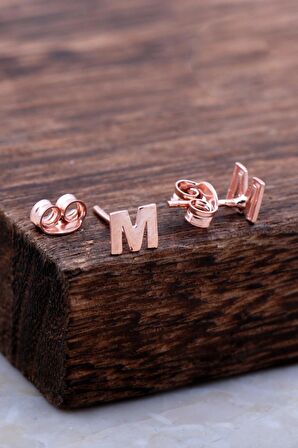 M Harfi Rose Gümüş Küpe 5981