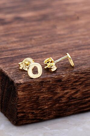 O Harfi Altın Kaplama Gümüş Küpe 5986