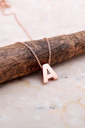 A Harfi Rose Gümüş Kolye 7845