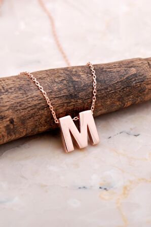 M Harfi Rose Gümüş Kolye 7878