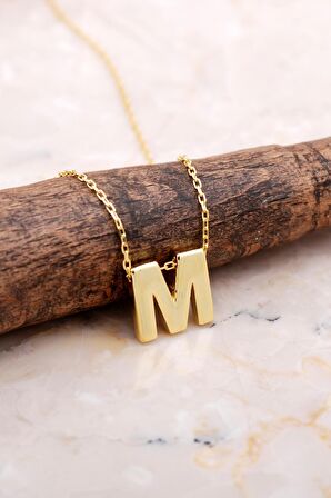 M Harfi Altın Kaplama Gümüş Kolye 7879