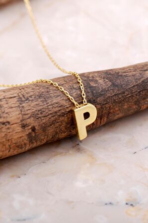 P Harfi Altın Kaplama Gümüş Kolye 7891