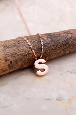 S Harfi Rose Gümüş Kolye 7896