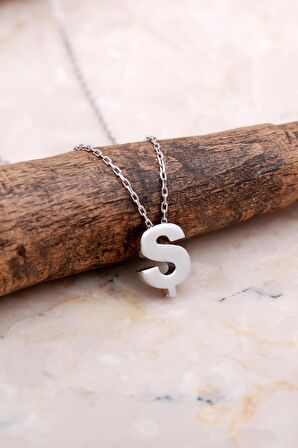 Ş Harfi Rodyumlu Gümüş Kolye 7901