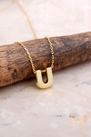 U Harfi Altın Kaplama Gümüş Kolye 7906