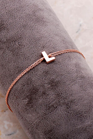 L Harfi Rose Gümüş Bileklik 4222