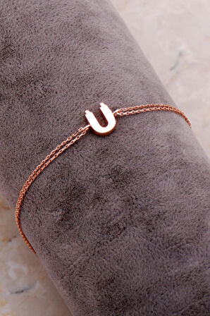 Ü Harfi Rose Gümüş Bileklik 4252
