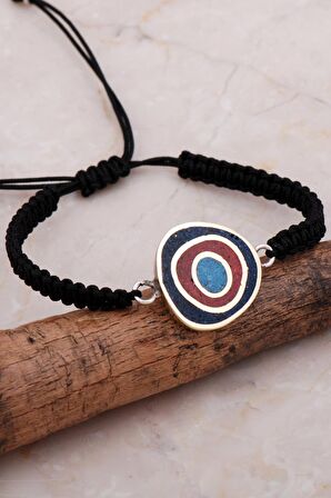 Mozaik İşlemeli Renkli Gümüş Makrome Bileklik 4272