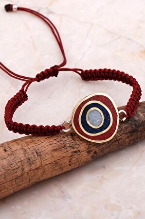 Mozaik İşlemeli Renkli Gümüş Makrome Bileklik 4275