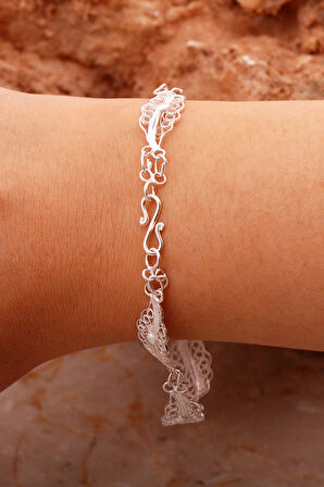 Telkari İşlemeli Gümüş Bileklik 4406