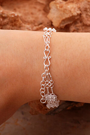 Telkari İşlemeli Elişi Gümüş Bileklik 4413