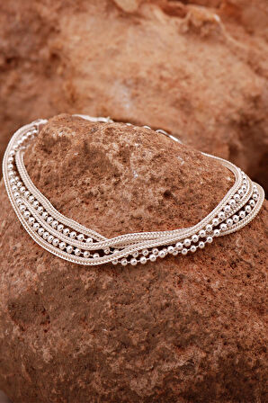 Hasır Elişi Tasarım Gümüş Bileklik 4419
