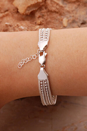 Hasır Elişi Tasarım Gümüş Bileklik 4419