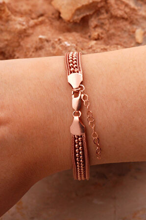 Hasır Elişi Tasarım Rose Gümüş Bileklik 4423