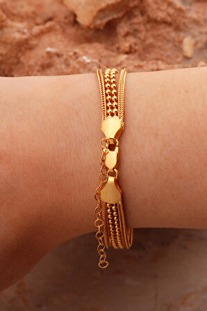 Hasır Elişi Tasarım Altın Yaldızlı Gümüş Bileklik 4424