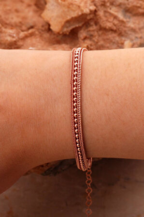 Hasır Elişi Tasarım Rose Gümüş Bileklik 4427