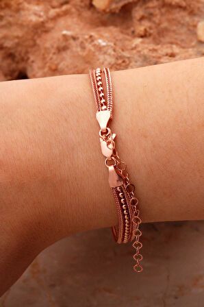 Hasır Elişi Tasarım Rose Gümüş Bileklik 4427