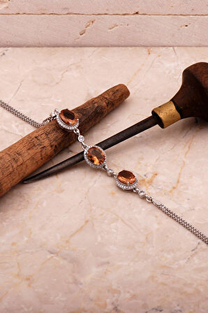 Renk Değiştiren Sultan Taşlı Oval Rodyumlu Gümüş Bileklik 4585