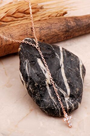 Haç Mini Rose Gümüş Kolye 7994