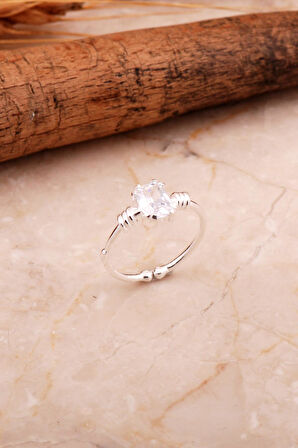 Kuvars Gümüş Baget Yüzük 5777