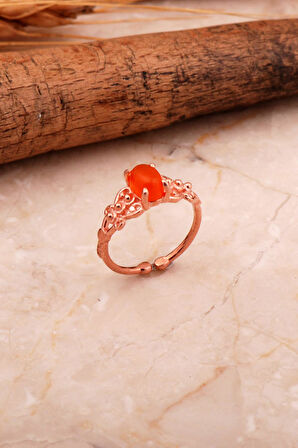 Akik Rose Gümüş Tasarım Yüzük 5778