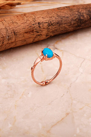 Firuze Rose Gümüş Tasarım Yüzük 5787