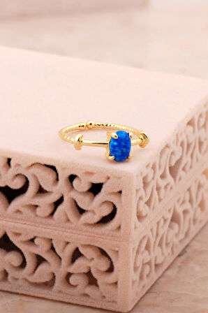 Opal Taşlı Altın Yaldızlı Gümüş Yüzük 5798