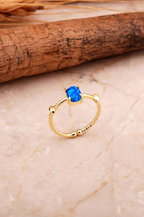 Opal Taşlı Altın Yaldızlı Gümüş Yüzük 5798