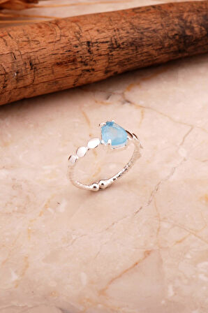 Paraiba Taşlı Gümüş Damla Yüzük 5806