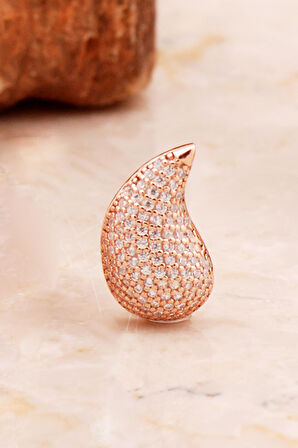 Göz Yaşı Damlası Taşlı Rose Gümüş Küpe 6909