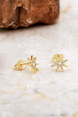 Yıldız Mini Altın Kaplama Gümüş Küpe 6912