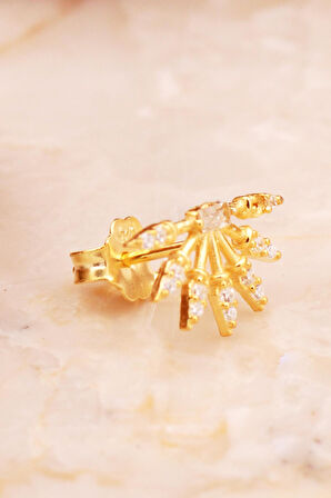 Güneş Mini Altın Kaplama Gümüş Baget Küpe 6920