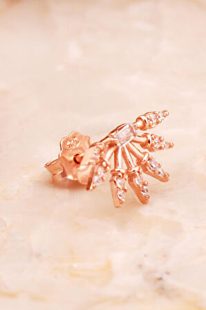 Güneş Mini Rose Gümüş Baget Küpe 6922
