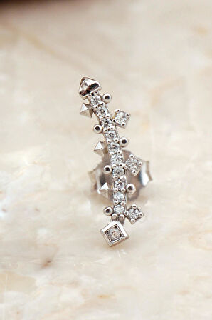 Ritim Mini Rodyum Kapalama Gümüş Küpe 6925