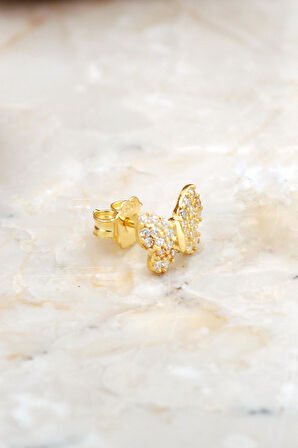 Kelebek Mini Altın Kaplama Gümüş Küpe 6932