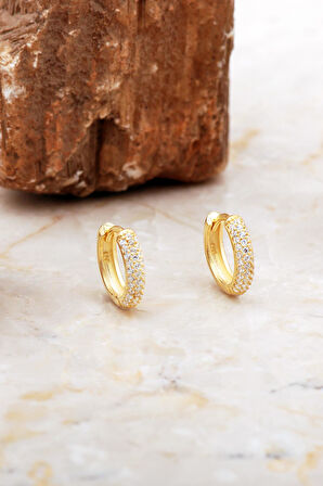 13 Mm Altın Kaplama Gümüş Halka Küpe 7021