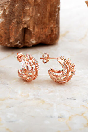 Kafes Tasarım Rose Gümüş Küpe 7025