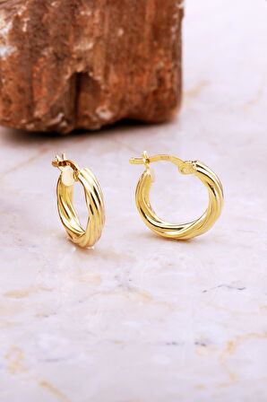 17 Mm Burgu Altın Kaplama Gümüş Halka Küpe 7044