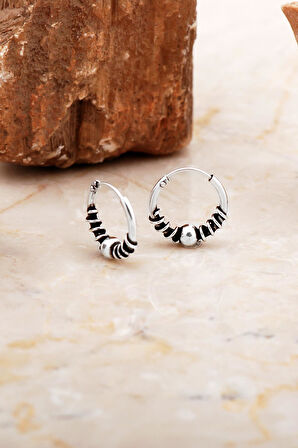 14 Mm Toplu Elişi Gümüş Halka Küpe 7061