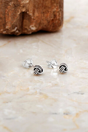 5 Mm Orta Boy Sarma Elişi Oksitli Gümüş Küpe 7067