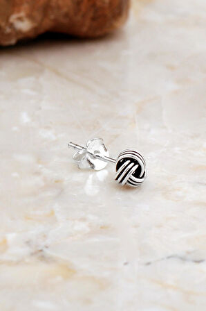 5 Mm Orta Boy Sarma Elişi Oksitli Gümüş Küpe 7067